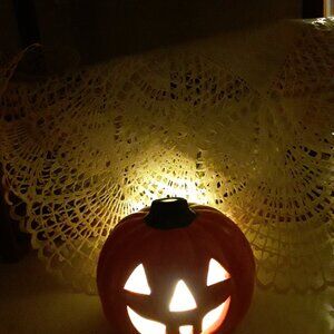 Vintage Ceramic Jack-o-Lantern Halloween Tealite Lantern